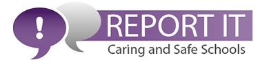 report it caring and safe schools word mark