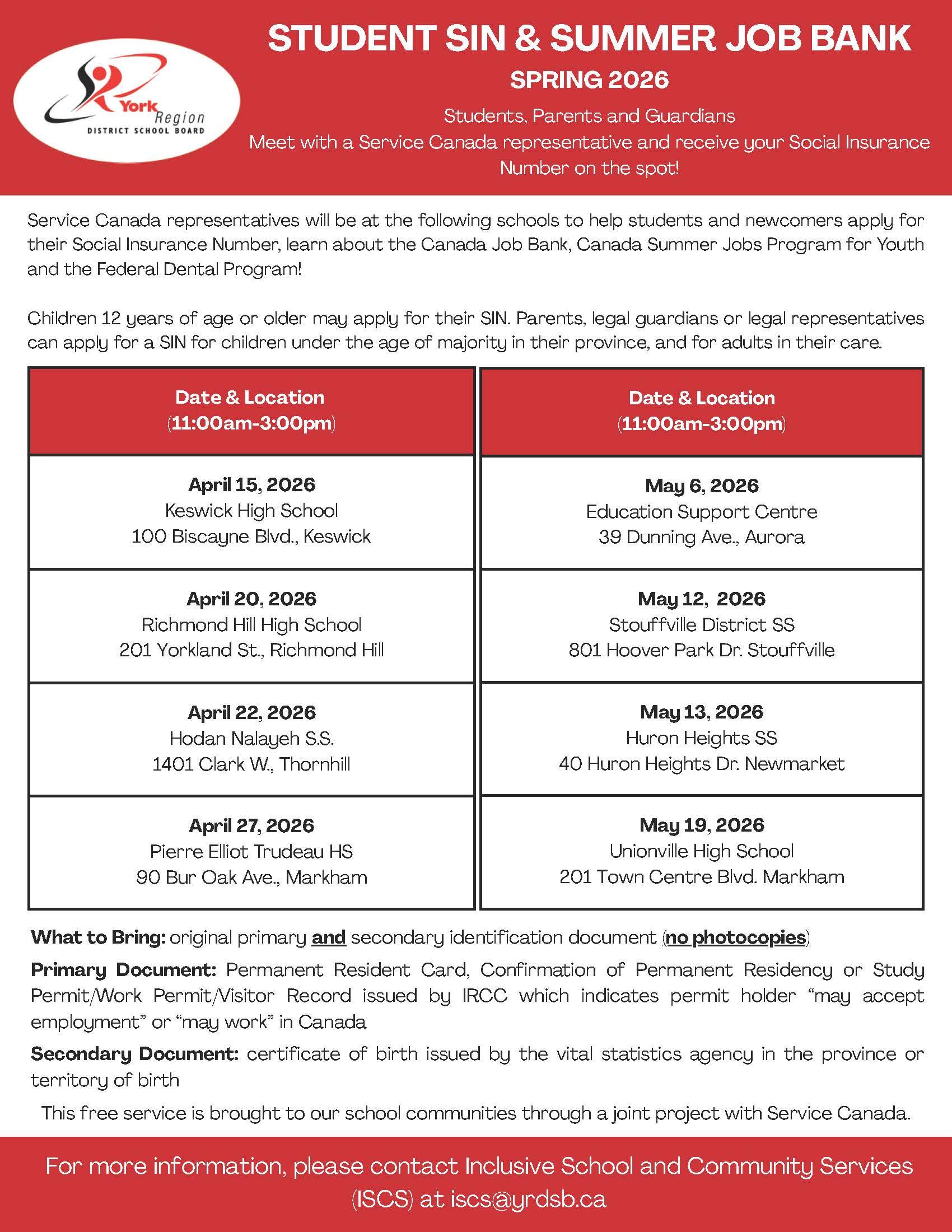 2026 SIN Summer Job Bank Clinics 
